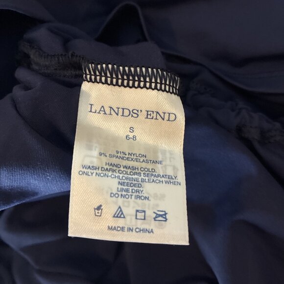 Lands End Womens Size S Rash Guard Swim Shirt Navy Blue Embroidered Half Sleeve - Picture 1 of 1